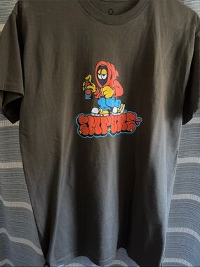 Brown olive Graphic Tee with Colorful Street Art Print
